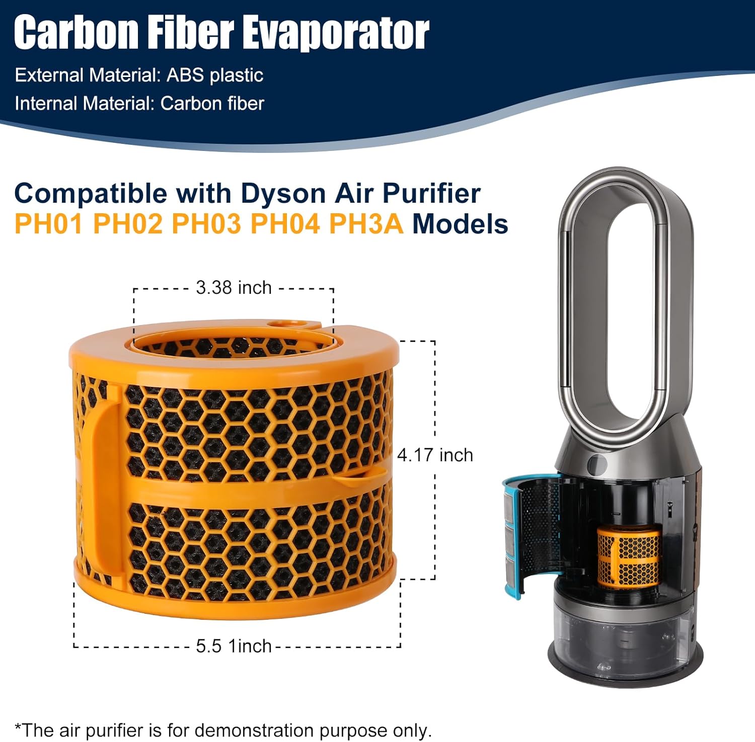 WYWY.Wide Air Purifier Carbon Fiber Evaporator Replacement for Dyson PH01 PH02 PH03 PH04 PH3A Air Purifier 970718 - 01 Filter Replacement Parts - Amazing Gadgets Outlet