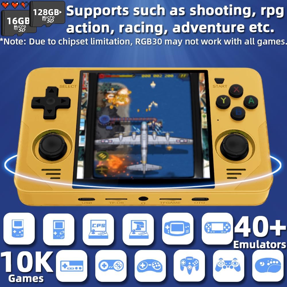 X70 Handheld Game Console 7.0 inch Pro Retro Games Consoles Classic Video Games Pad Style Preinstalled System Built - in Rechargeable Battery Gaming Consoles 64GB Fluorescent Yellow - Amazing Gadgets Outlet