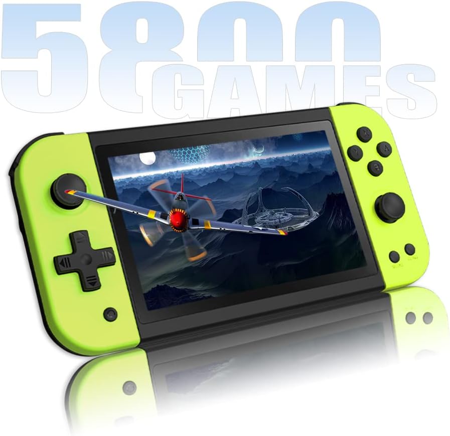 X70 Handheld Game Console 7.0 inch Pro Retro Games Consoles Classic Video Games Pad Style Preinstalled System Built - in Rechargeable Battery Gaming Consoles 64GB Fluorescent Yellow - Amazing Gadgets Outlet