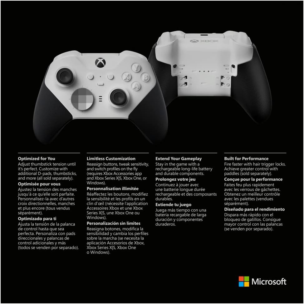 Xbox Elite Bluetooth Wireless Controller Series 2 - Core Edition (White) For PC, Xbox Series X|S, Xbox One, Windows 10, Mobile - Amazing Gadgets Outlet