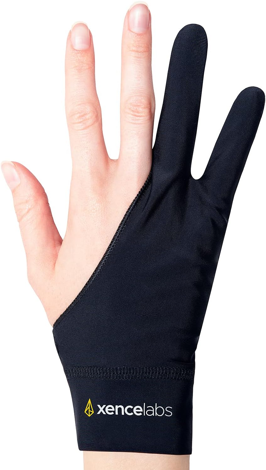 XENCELABS, Artist Glove, Drawing Glove Left Right Hand for Drawing Tablet, 2 Finger Glove for Drawing Black Size L - Amazing Gadgets Outlet