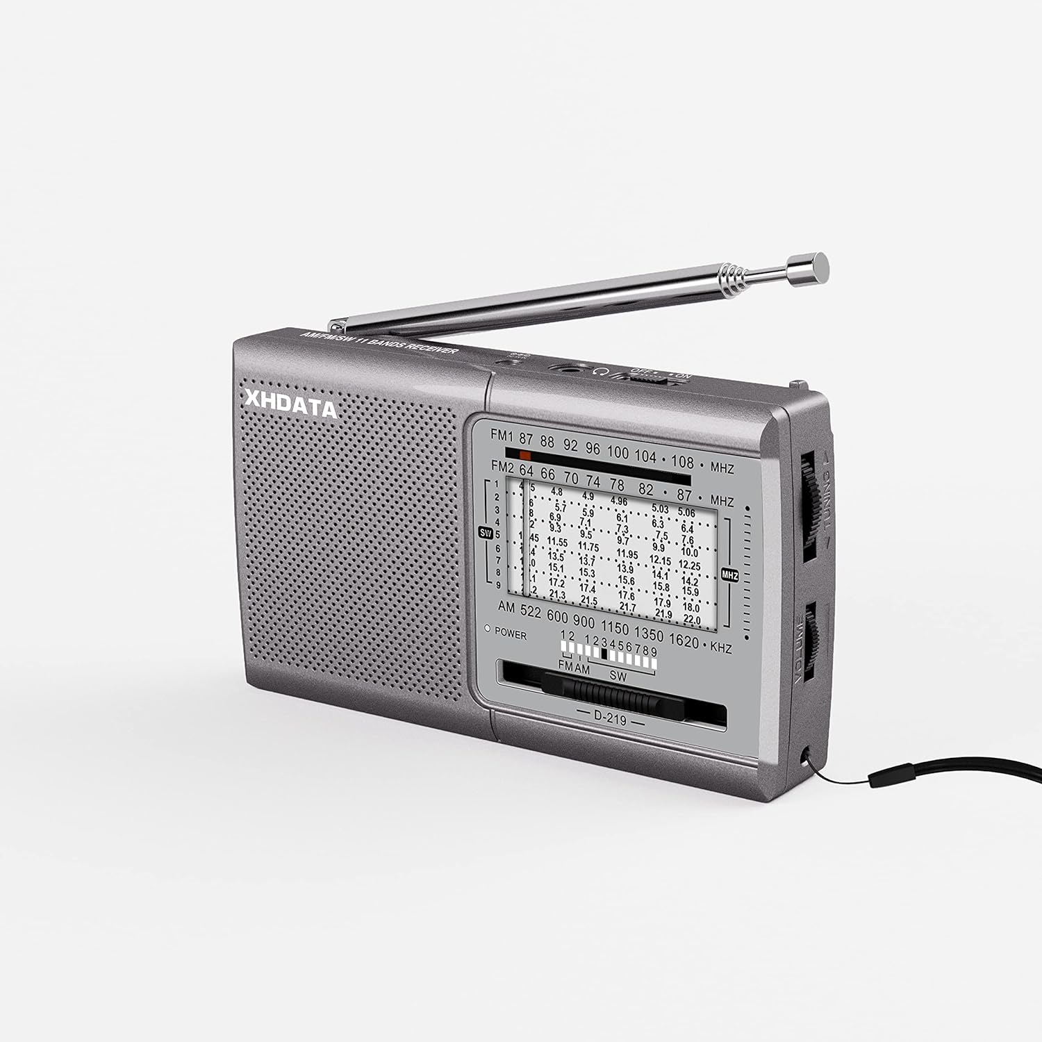 XHDATA D219 Portable Radio Retro FM AM SW Radio Battery Operated for Household Outdoor Camping Hiking Pocket Radio Grey - Amazing Gadgets Outlet