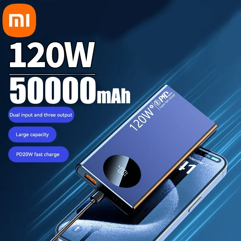 Xiaomi 120W 50000mAh High Capacity Power Bank Fast Charging Powerbank Portable Battery Charger For iPhone Samsung Huawei - Amazing Gadgets Outlet