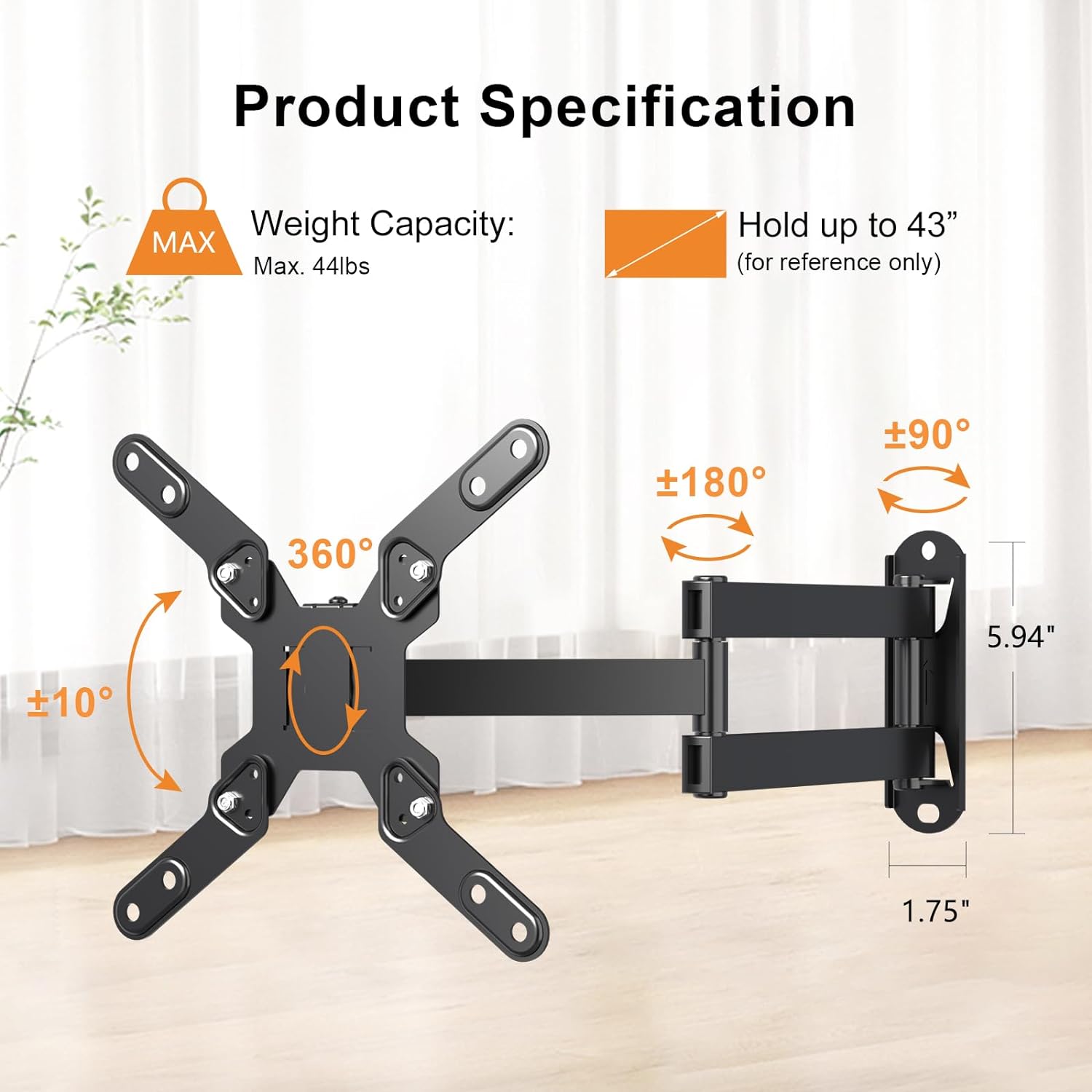 XINLEI TV Wall Bracket, Swivel TV Bracket with Articulating Arm Tilt Extension Rotation for Most 13 - 42 Inch LED, LCD Monitor and Plasma TVs up to 20kg, Max VESA 200x200mm MA1343 - Amazing Gadgets Outlet