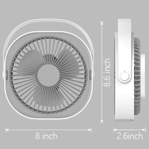 Xoali Desk Fan USB 4000 mAh,8 Inch Portable Fan,3 Speeds Desktop Table Fan,Rechargeable Cooling Fan,Strong Airflow,Quiet Fans for Bedroom,Home,Car,Outdoor Use (White and Gray) - Amazing Gadgets Outlet