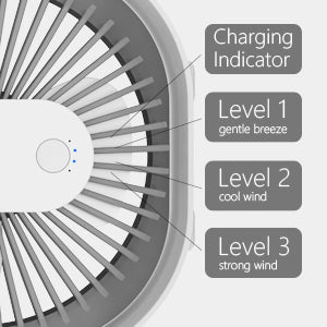 Xoali Desk Fan USB 4000 mAh,8 Inch Portable Fan,3 Speeds Desktop Table Fan,Rechargeable Cooling Fan,Strong Airflow,Quiet Fans for Bedroom,Home,Car,Outdoor Use (White and Gray) - Amazing Gadgets Outlet