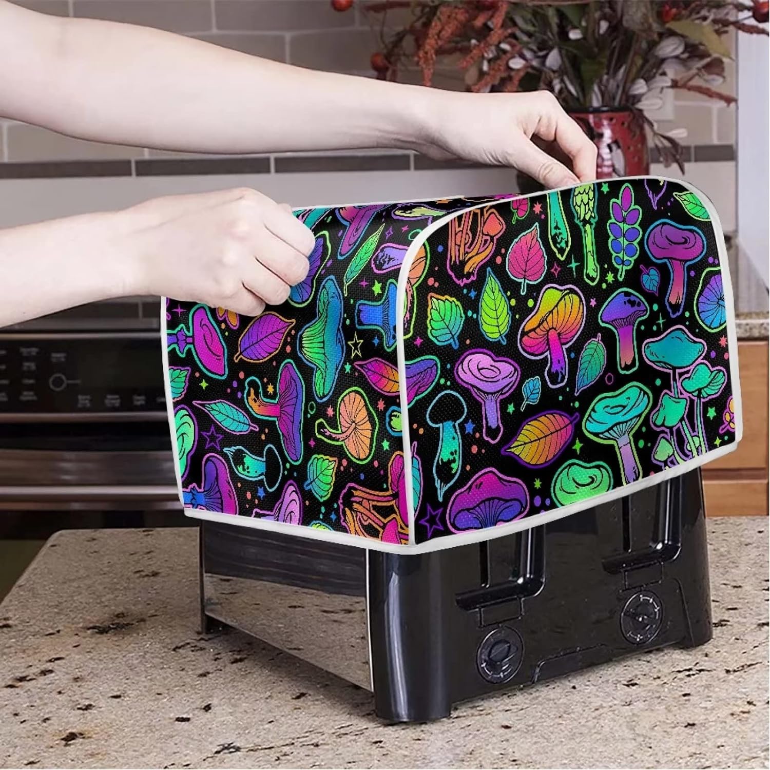 Xoenoiee Cute Cat Forest Pattern 4 Slice Toaster Cover Woman Kitchen Accessories Kitchen Small Appliance Dust Proof Cover Bread Maker Toaster Cover - Amazing Gadgets Outlet