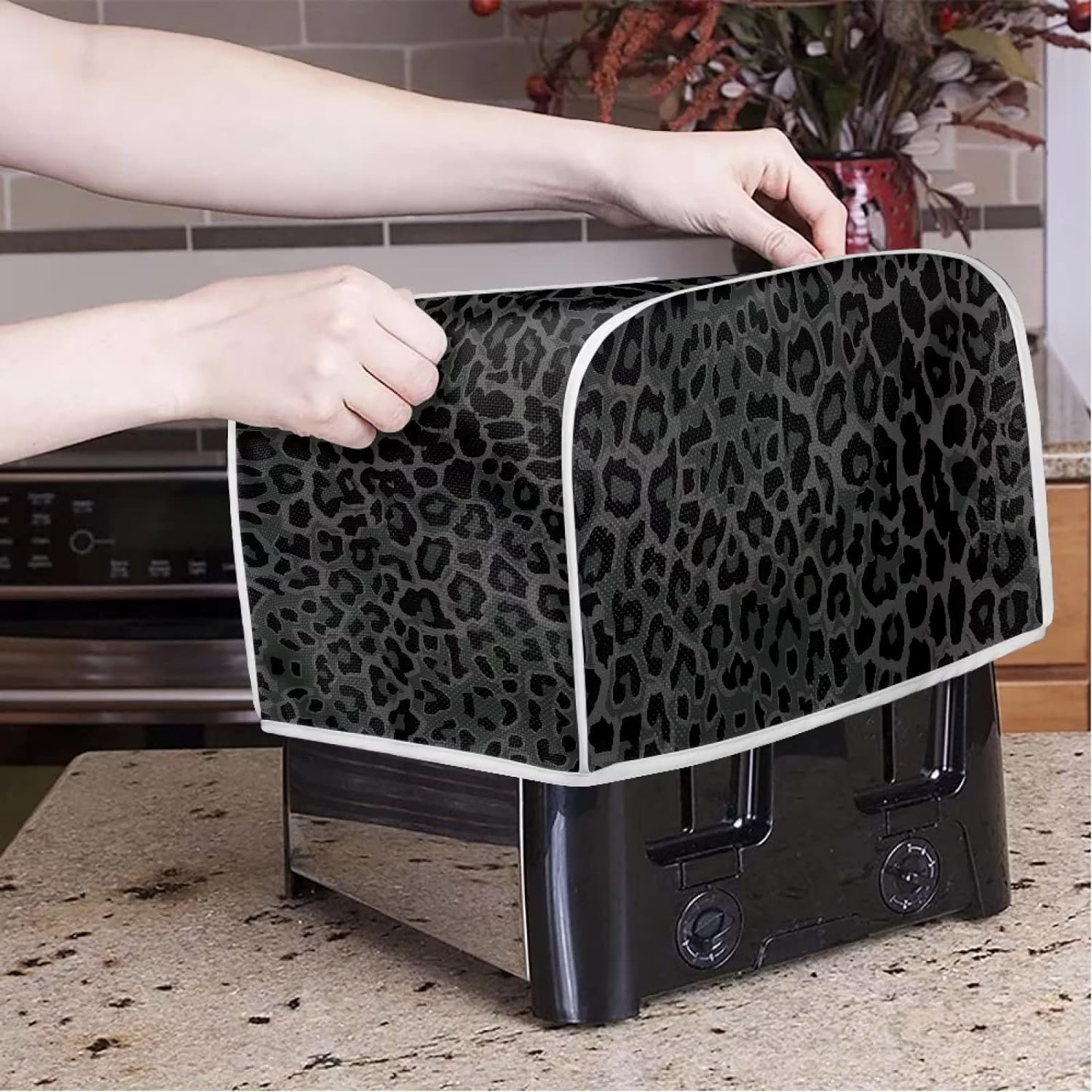 Xoenoiee Cute Cat Forest Pattern 4 Slice Toaster Cover Woman Kitchen Accessories Kitchen Small Appliance Dust Proof Cover Bread Maker Toaster Cover - Amazing Gadgets Outlet