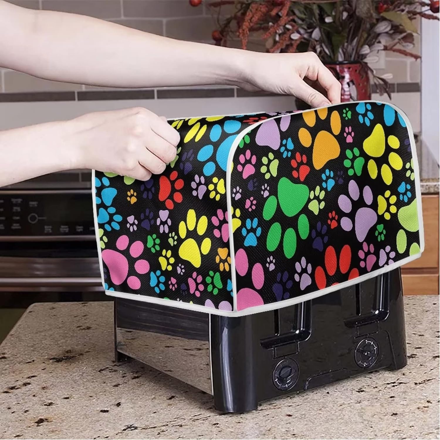 Xoenoiee Cute Cat Forest Pattern 4 Slice Toaster Cover Woman Kitchen Accessories Kitchen Small Appliance Dust Proof Cover Bread Maker Toaster Cover - Amazing Gadgets Outlet
