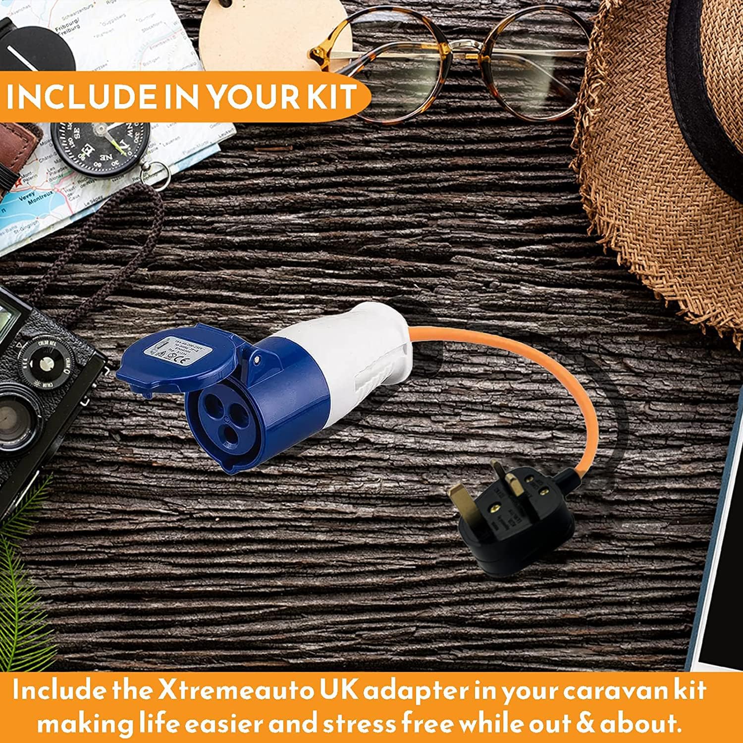 Xtremeauto 16amp to 13amp Adapter Caravan Hook Up Cable 240V 3 Pin UK Electric Hook Up For Camping, Caravan, Campervan Mains To UK Plugs - Amazing Gadgets Outlet