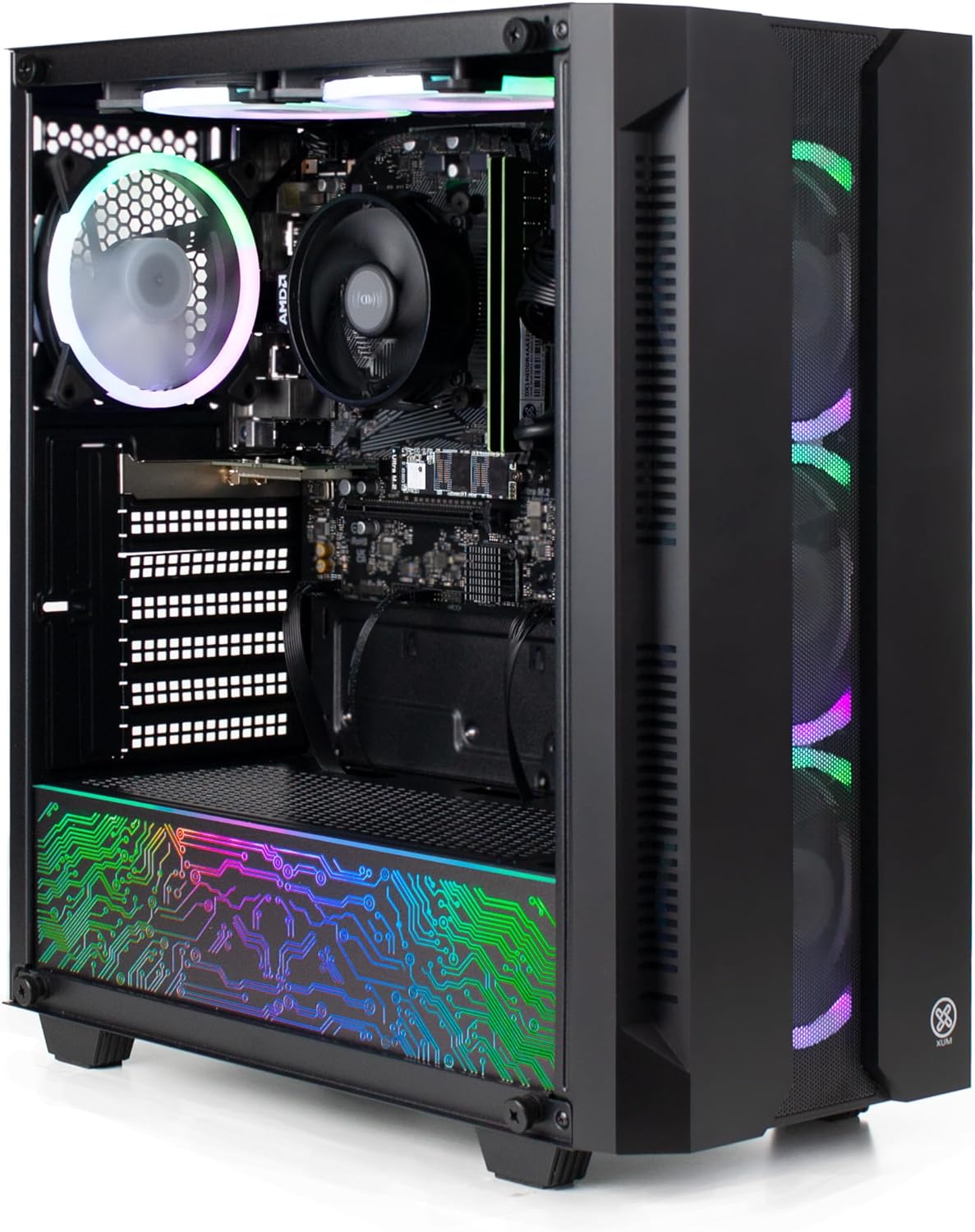 XUM Elite Gaming PC: AMD Ryzen 5 5500 4.2GHz, Nvidia RTX 3060 12GB, 32GB DDR4 RAM, 256GB NVMe SSD, 1TB HDD, 700W PSU, aRGB, WiFi, Windows 11 - Amazing Gadgets Outlet