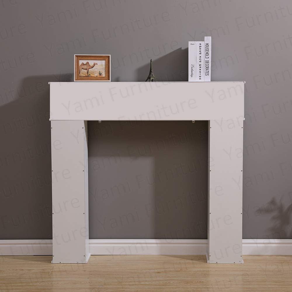 Yaermei Moyle Living Room Fire Surround Wooden Mantelpiece Decorative Frame Hidden Storage Space White/Grey (white) - Amazing Gadgets Outlet