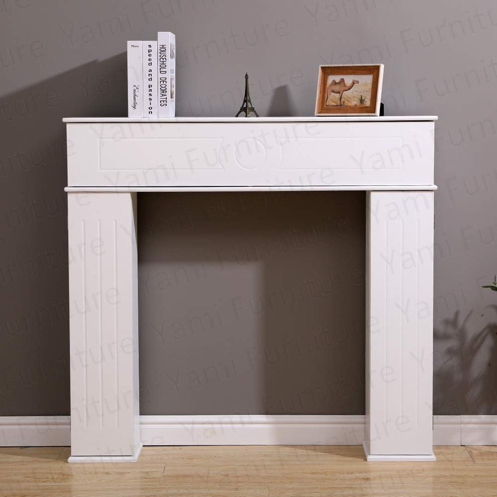 Yaermei Moyle Living Room Fire Surround Wooden Mantelpiece Decorative Frame Hidden Storage Space White/Grey (white) - Amazing Gadgets Outlet