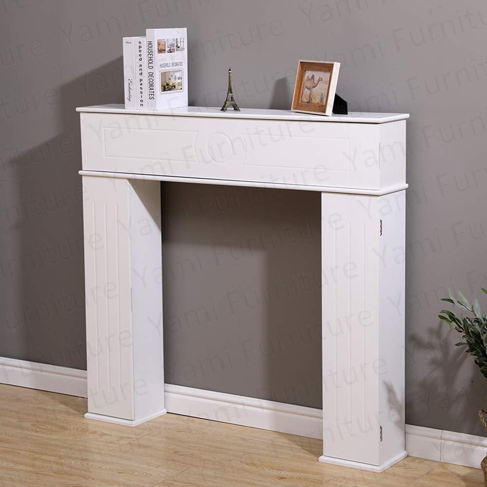 Yaermei Moyle Living Room Fire Surround Wooden Mantelpiece Decorative Frame Hidden Storage Space White/Grey (white) - Amazing Gadgets Outlet