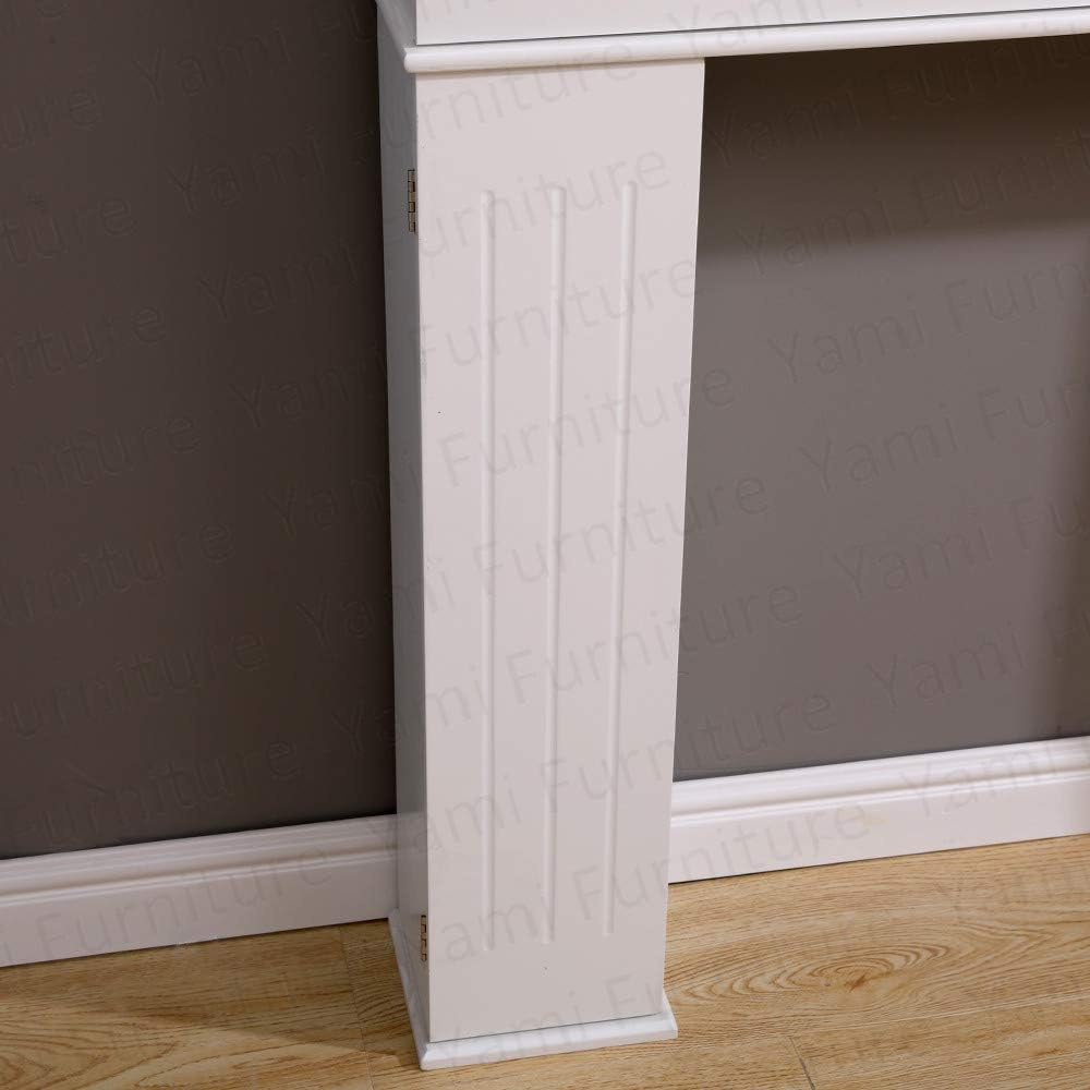 Yaermei Moyle Living Room Fire Surround Wooden Mantelpiece Decorative Frame Hidden Storage Space White/Grey (white) - Amazing Gadgets Outlet