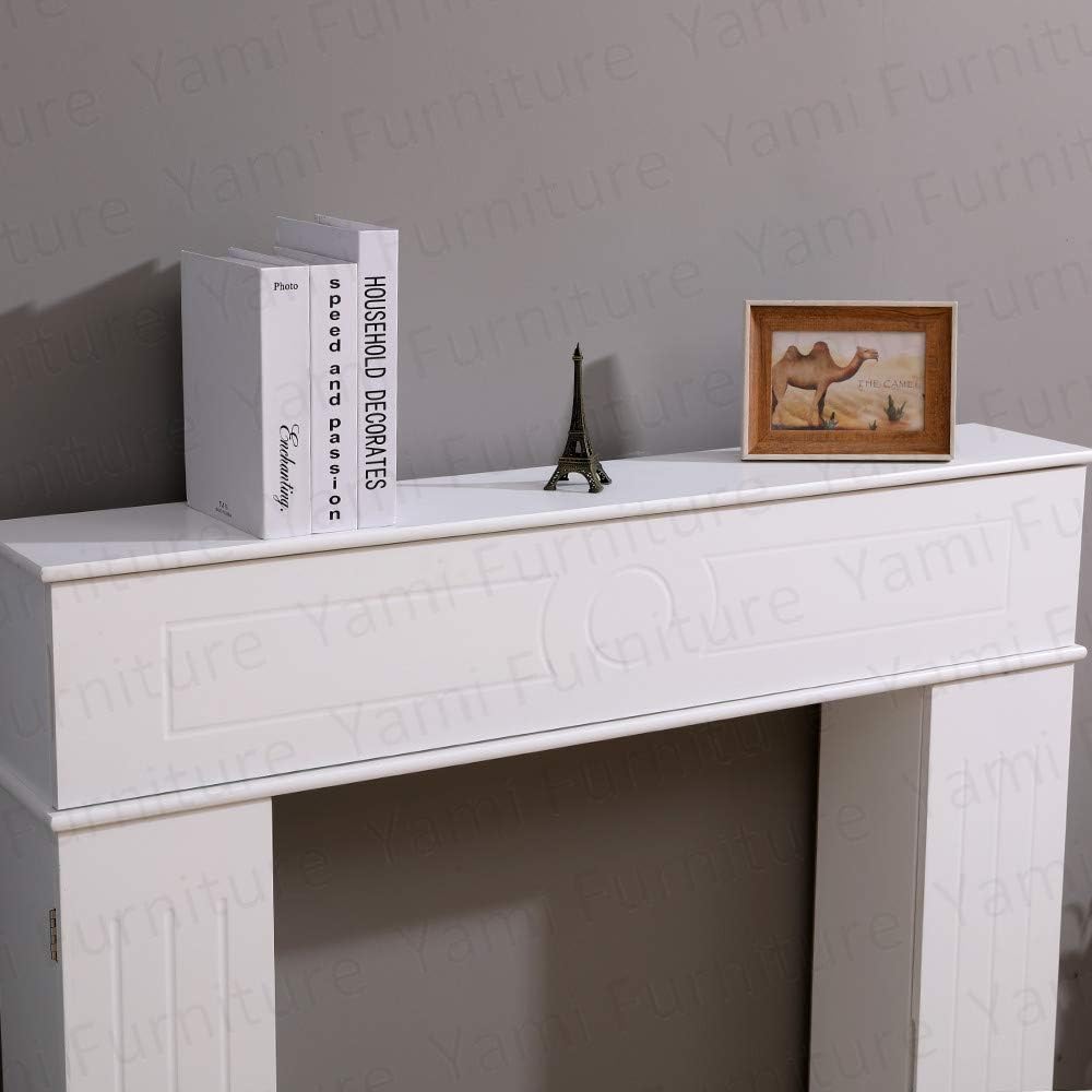 Yaermei Moyle Living Room Fire Surround Wooden Mantelpiece Decorative Frame Hidden Storage Space White/Grey (white) - Amazing Gadgets Outlet