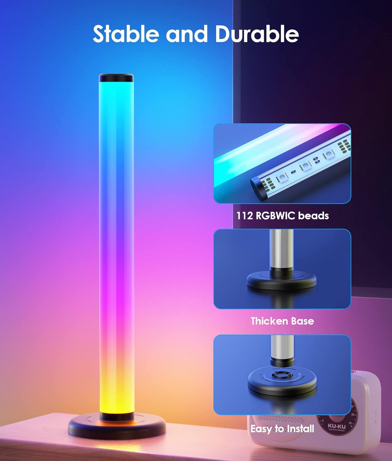 Ydene LED Smart Light Bar, 360°RGB Lights with 16 Mil. Colour, 213 Chase Effect Gaming Lights Sync with Music, TV Ambient Lighting Sound Activated RGB Light Bar for Room Decor, App & Remote Control - Amazing Gadgets Outlet