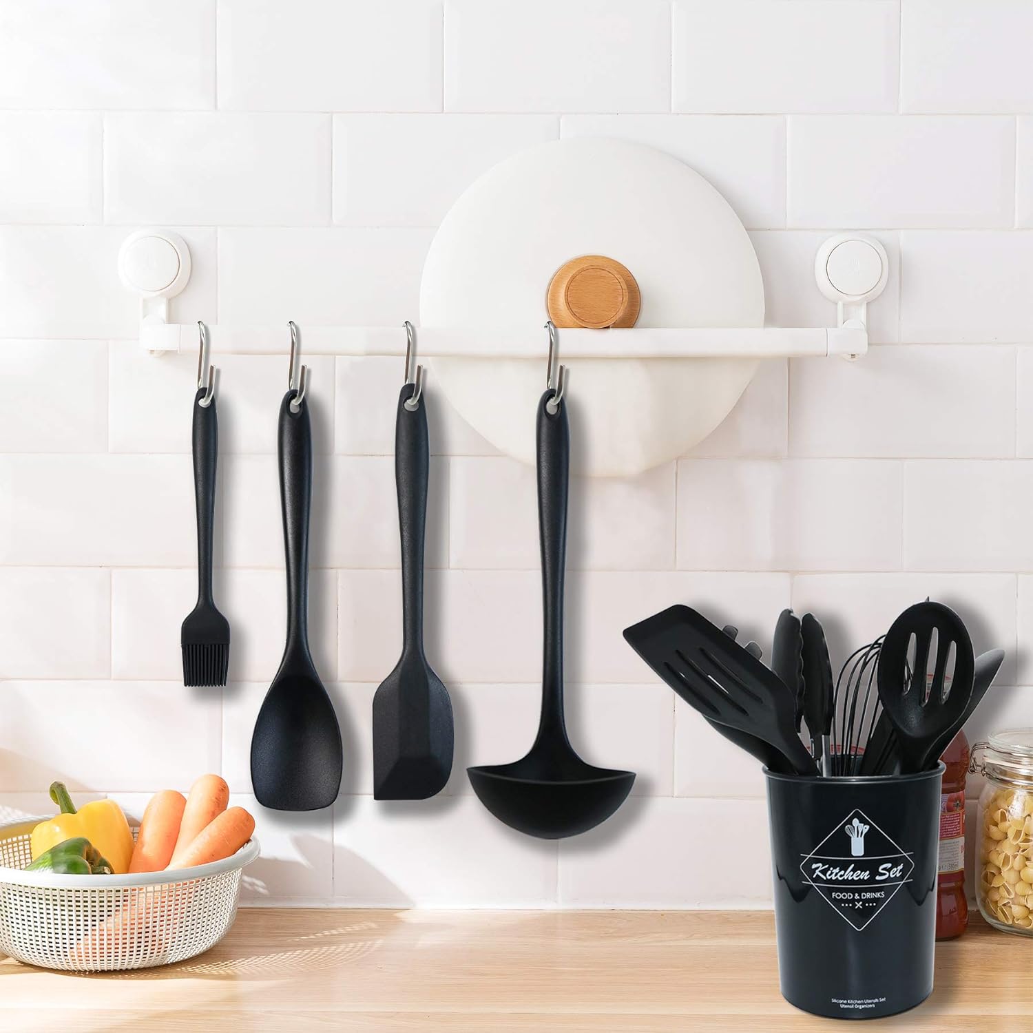 YFCXKPLP Kitchen Utensils Set - 25pcs Silicone Cooking Utensils Set, Silicone Kitchen Utensils, Cooking Tools Turner Tongs Nonstick Spatula Spoon for Nonstick Heat Resistant Cookware (Black) - Amazing Gadgets Outlet