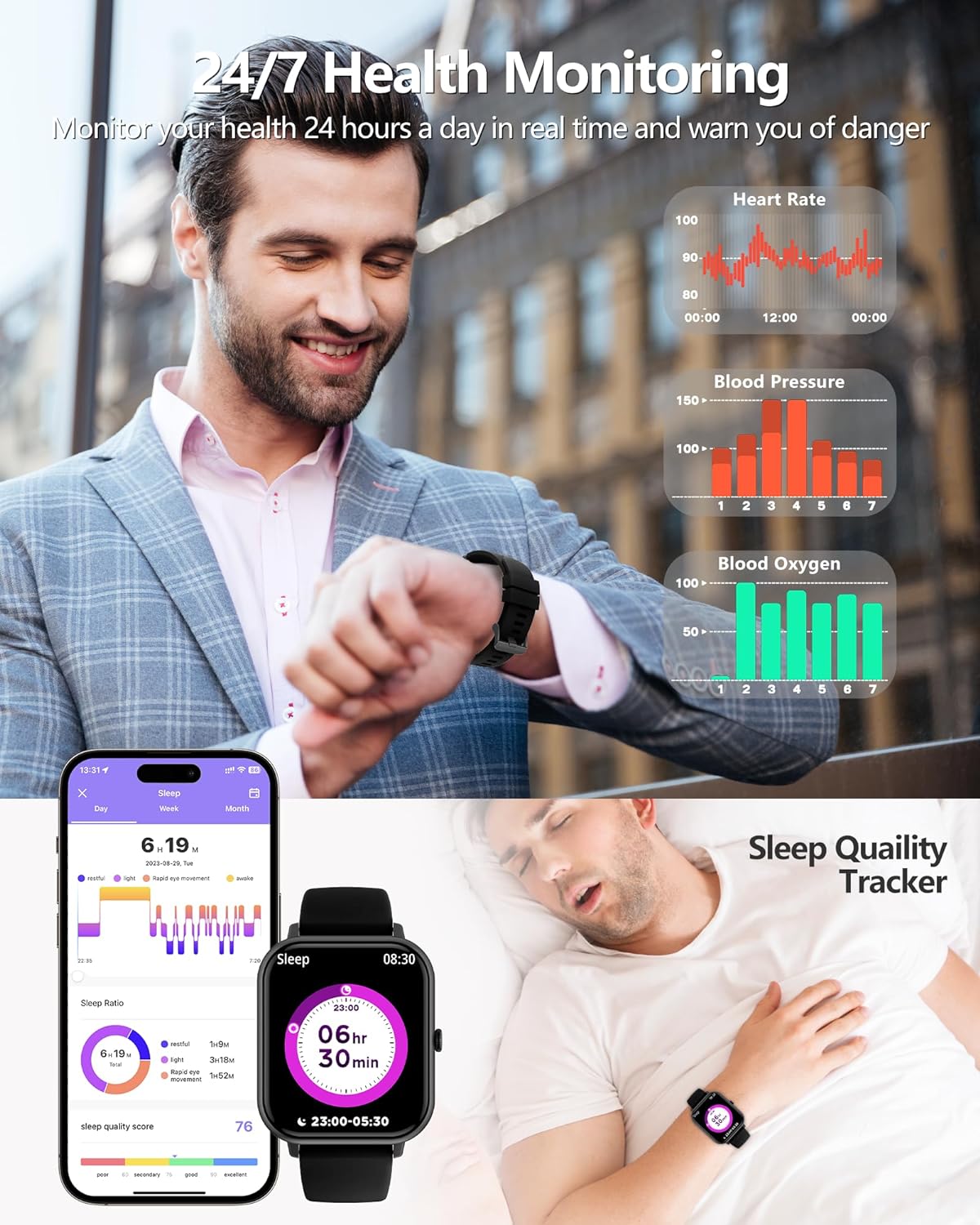 YOBOSSY Smart Watch for Women Men Answer/Make Calls,1.83" Fitness Watch with Heart Rate Sleep Monitor, Step Counter, Activity Trackers, 123 Sport Modes, IP68 Waterproof Smartwatch for Android iOS - Amazing Gadgets Outlet