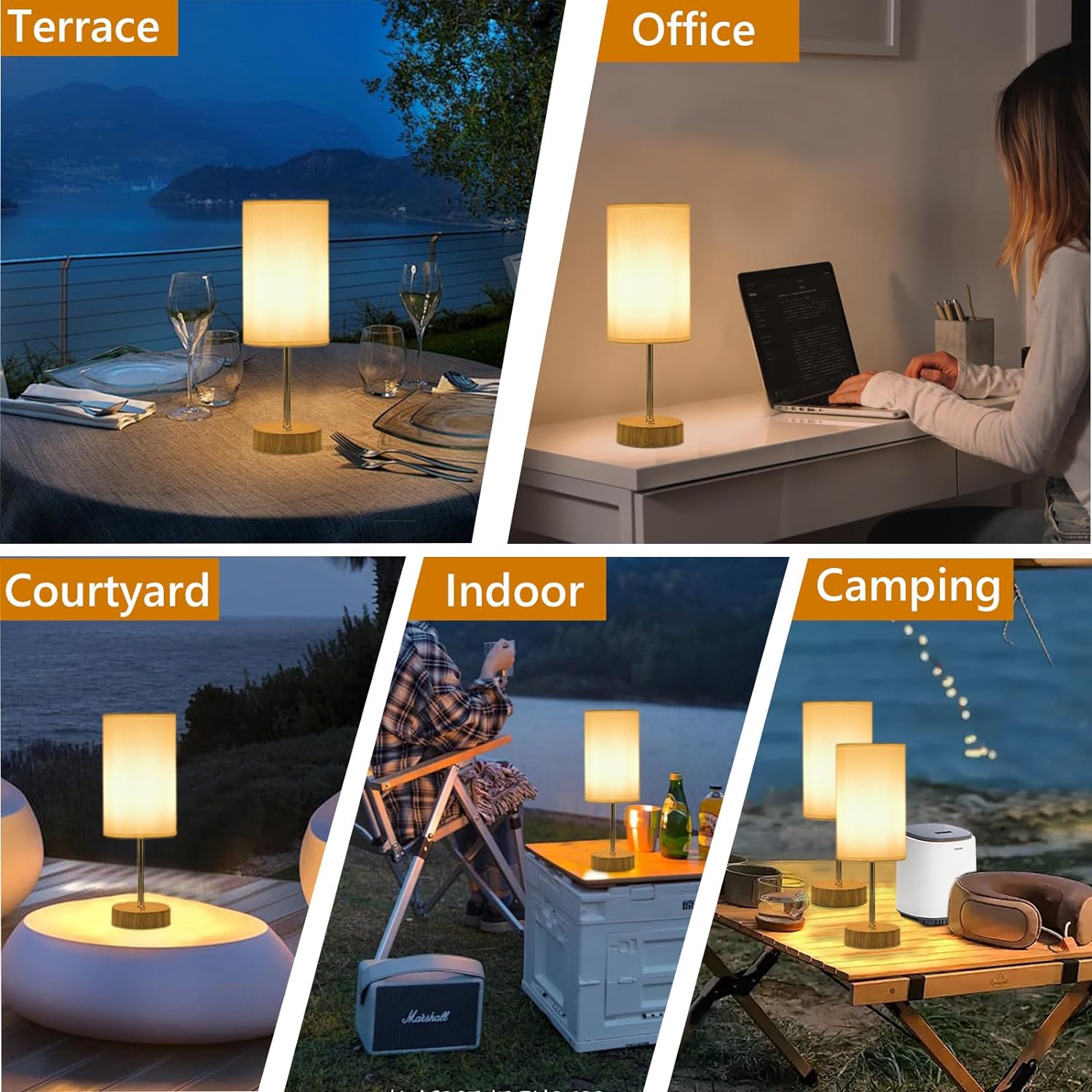 YOIZO Cordless Table Lamp - Rechargeable 5000mAh Battery Touch Control Bedside Lamp with Brightness Memory Function, Portable Stepless Dimmable Desk Lamp for Home, Bedroom, Indoor & Outdoor - Wood - Amazing Gadgets Outlet