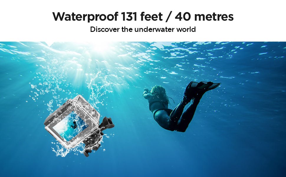 Yolansin 4K30FPS Action Camera with 64GB SD Card, Pre - recording 20MP Underwater Camera, 131FT Waterproof Cameras,2.4G Remote Control 170°Sports Camera, 2 Batteries Helmet Accessories Kit - Amazing Gadgets Outlet