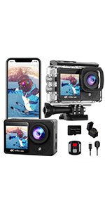 Yolansin 4K30FPS Action Camera with 64GB SD Card, Pre - recording 20MP Underwater Camera, 131FT Waterproof Cameras,2.4G Remote Control 170°Sports Camera, 2 Batteries Helmet Accessories Kit - Amazing Gadgets Outlet