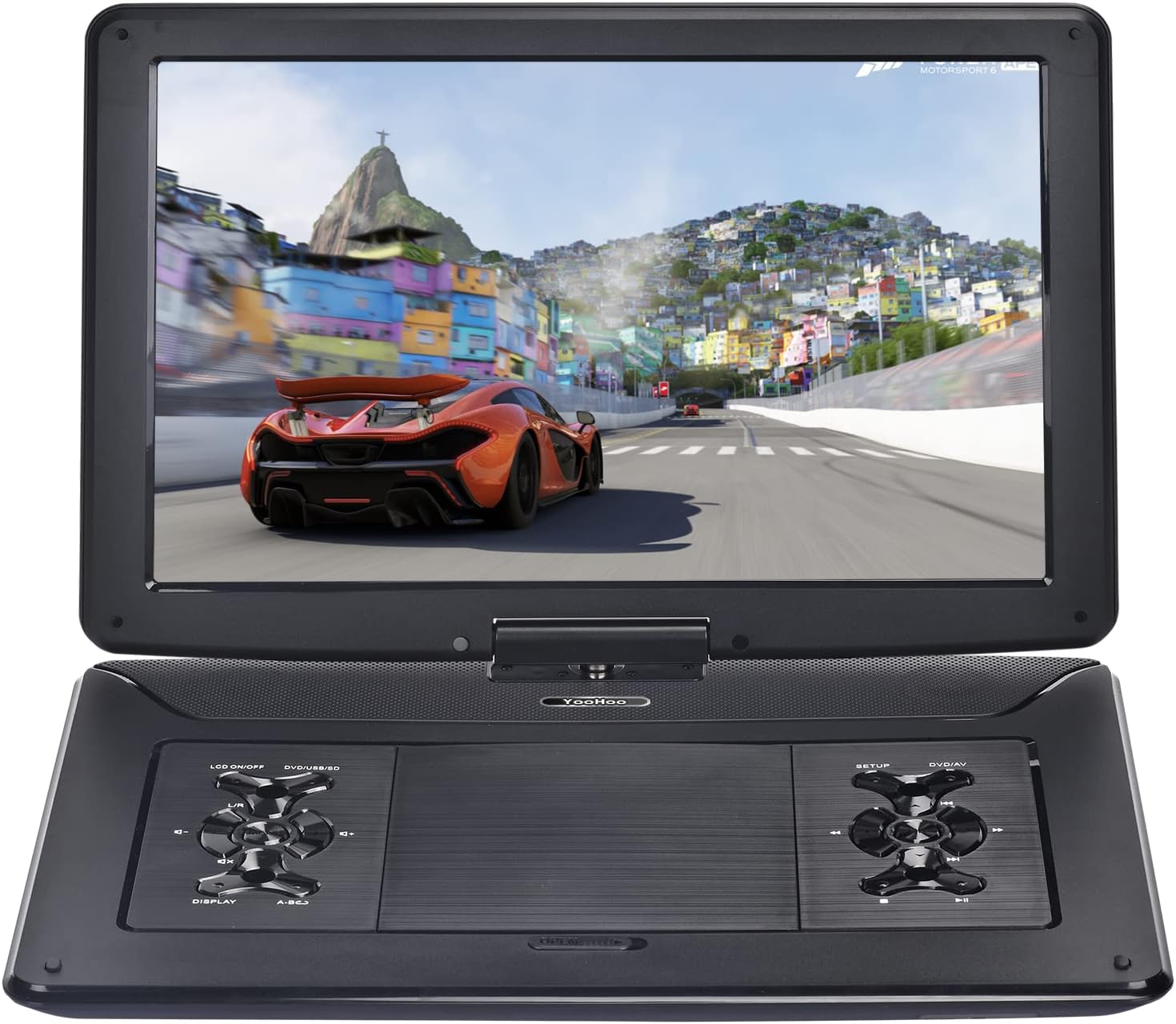 YOOHOO17.9" Portable DVD Player with15.6" Large HD Swivel Screen,Built - in Rechargeable Battery, Supports All - Region, multi region,car dvd players for kids,Earphone/SD Card/USB/AV - in/AV - out - Amazing Gadgets Outlet