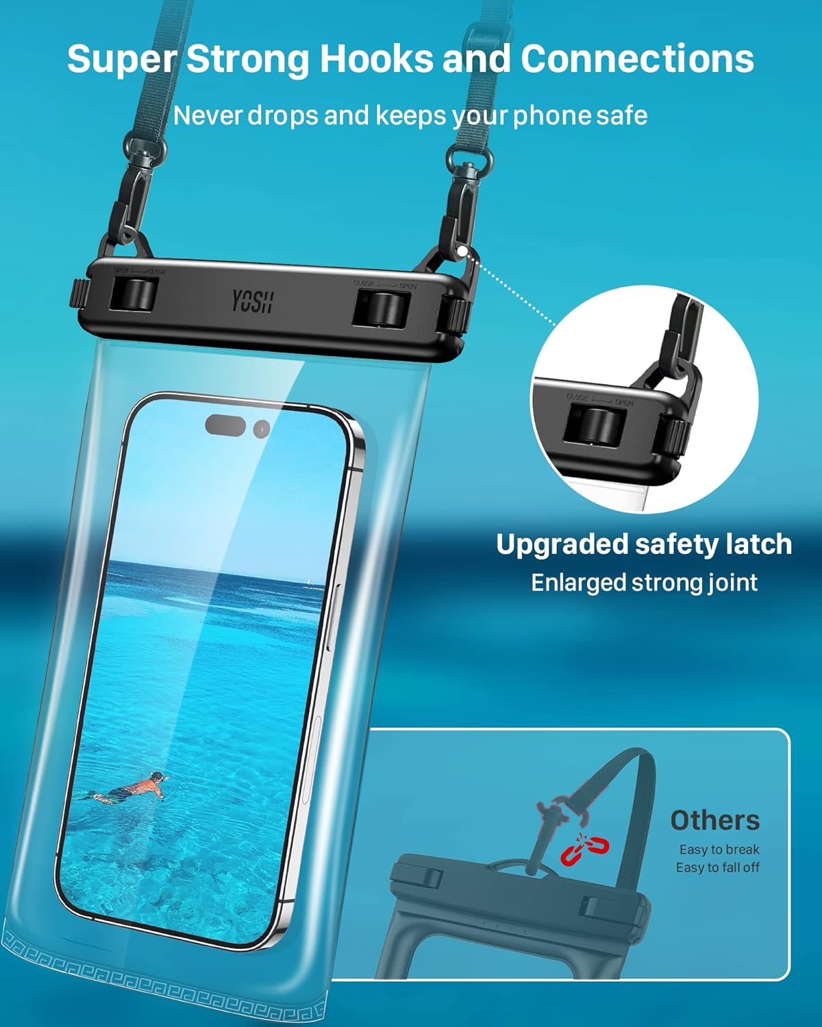 YOSH 2023 TPU Waterproof Phone Pouch, IPX8 Underwater Waterproof Phone Case for Swimming, Clear Mobile Phone Dry Bag Holder Lanyard for iPhone 15 14 13 12 11 Pro Max Samsung Xiaomi up to 7.5" 2 Pack - Amazing Gadgets Outlet