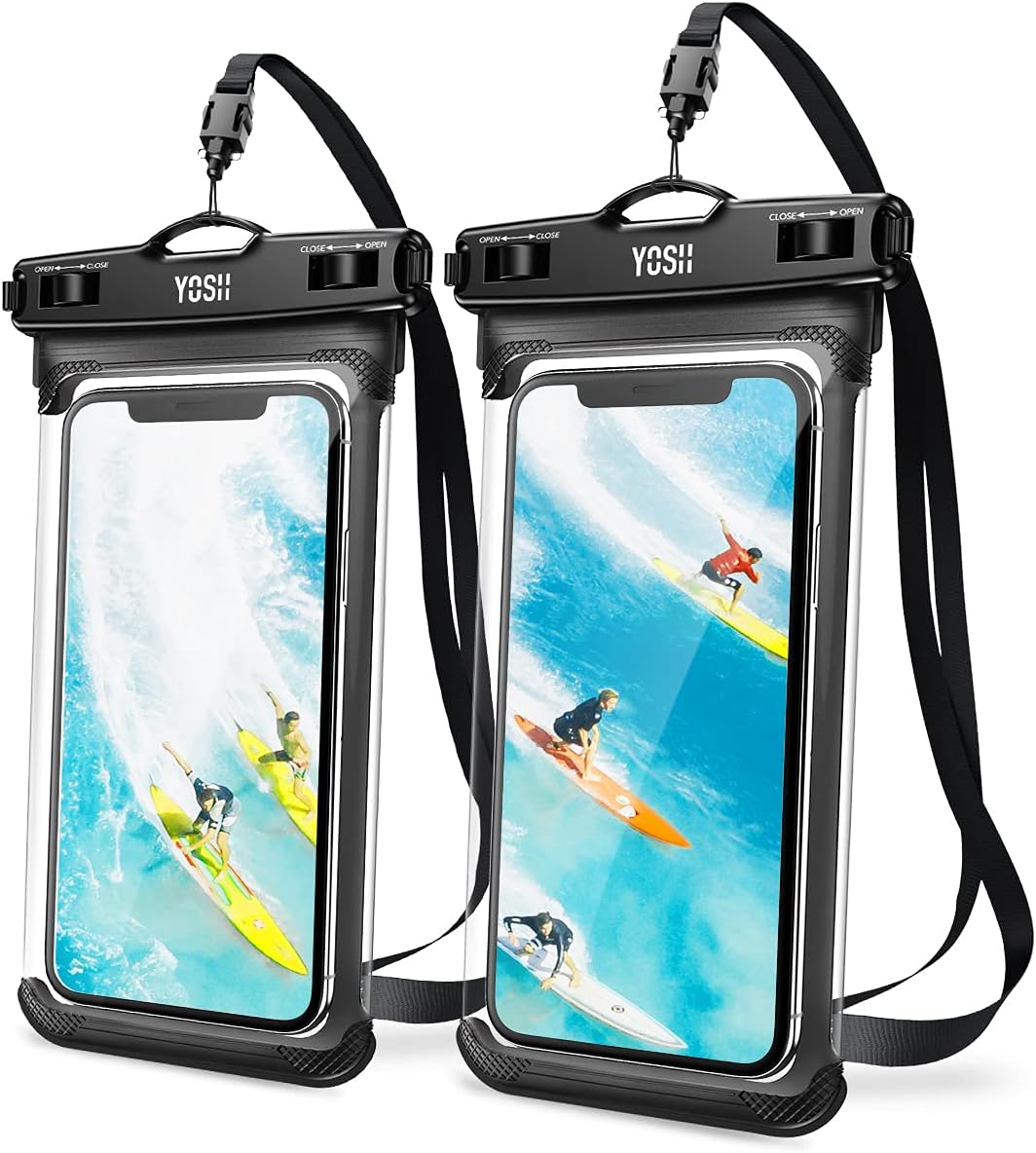 YOSH 2023 TPU Waterproof Phone Pouch, IPX8 Underwater Waterproof Phone Case for Swimming, Clear Mobile Phone Dry Bag Holder Lanyard for iPhone 15 14 13 12 11 Pro Max Samsung Xiaomi up to 7.5" 2 Pack - Amazing Gadgets Outlet