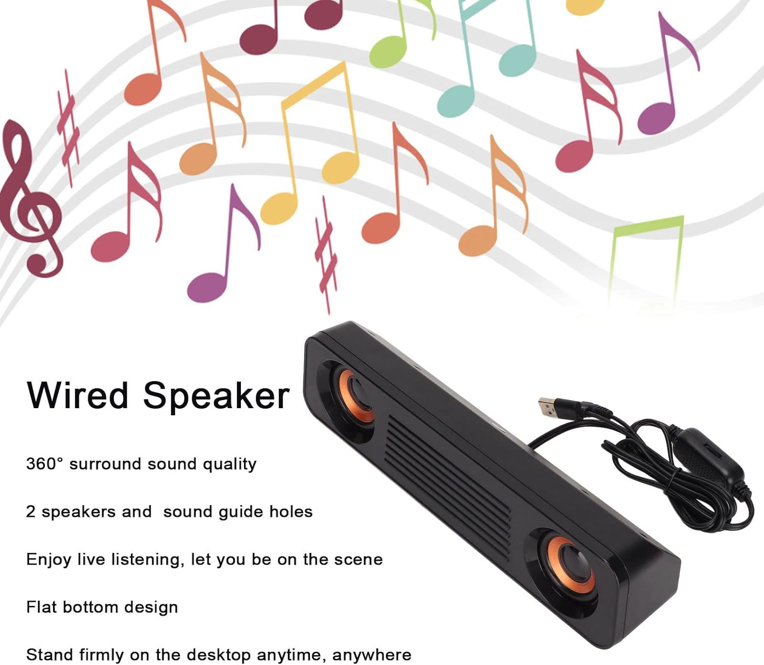 Yosoo Health Gear Sound Bar for TV Wired Soundbar, Wired Speaker HIFI Stereo Subwoofer USB Powered 3.5mm Plug Portable Mini Sound Bar Speaker for TV Computer - Amazing Gadgets Outlet