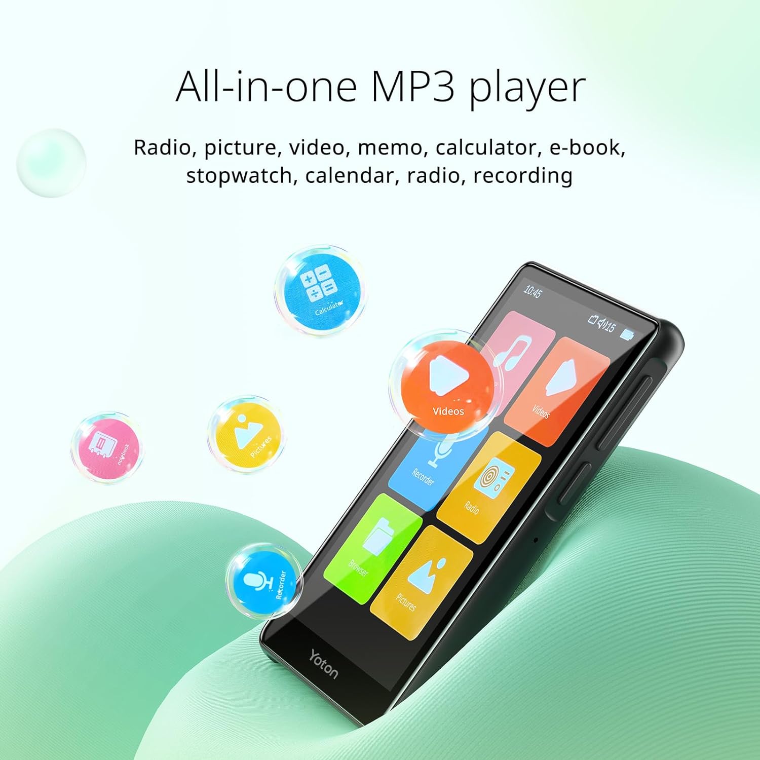 YOTON MP3 Player Bluetooth, mp3 Player 4.0" Full Touchscreen with HiFi Sound, HD Video Playback Function, 3.5mm Headphones, 32GB TF Card, Radio, E - book - Amazing Gadgets Outlet