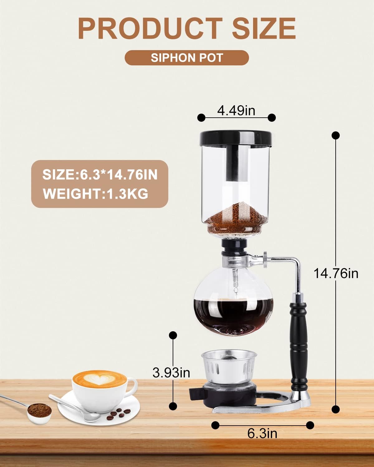 YUCHENGTECH Siphon Coffee Maker 5 Cup Syphon Coffee Maker 600ML Glass Siphon Vacuum Coffee Maker Tabletop Glass Siphon Pot Syphon Vacuum Pot Coffee Maker with Alcohol Burner - Amazing Gadgets Outlet