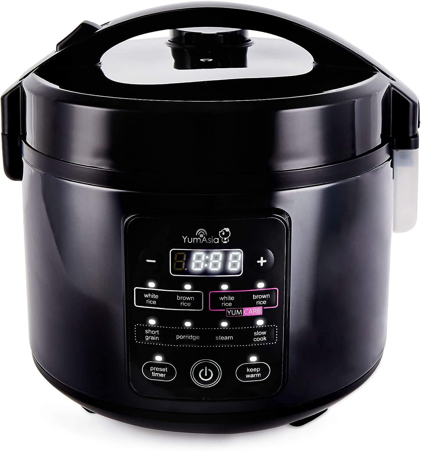 Yum Asia Kumo YumCarb Rice Cooker with Ceramic Bowl and Advanced Fuzzy Logic, (5.5 cup, 1 litre), 5 Rice Cooking Functions, 3 Multicooker Functions, 220 - 240V UK/EU Power (Dark Stainless Steel) - Amazing Gadgets Outlet