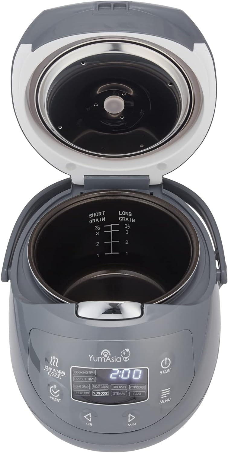 Yum Asia Panda Mini Rice Cooker With Ninja Ceramic Bowl and Advanced Fuzzy Logic (3.5 cup, 0.63 litre) 4 Rice Cooking Functions, 4 Multicooker functions, LED display, 220 - 240V (Cobalt Grey) - Amazing Gadgets Outlet