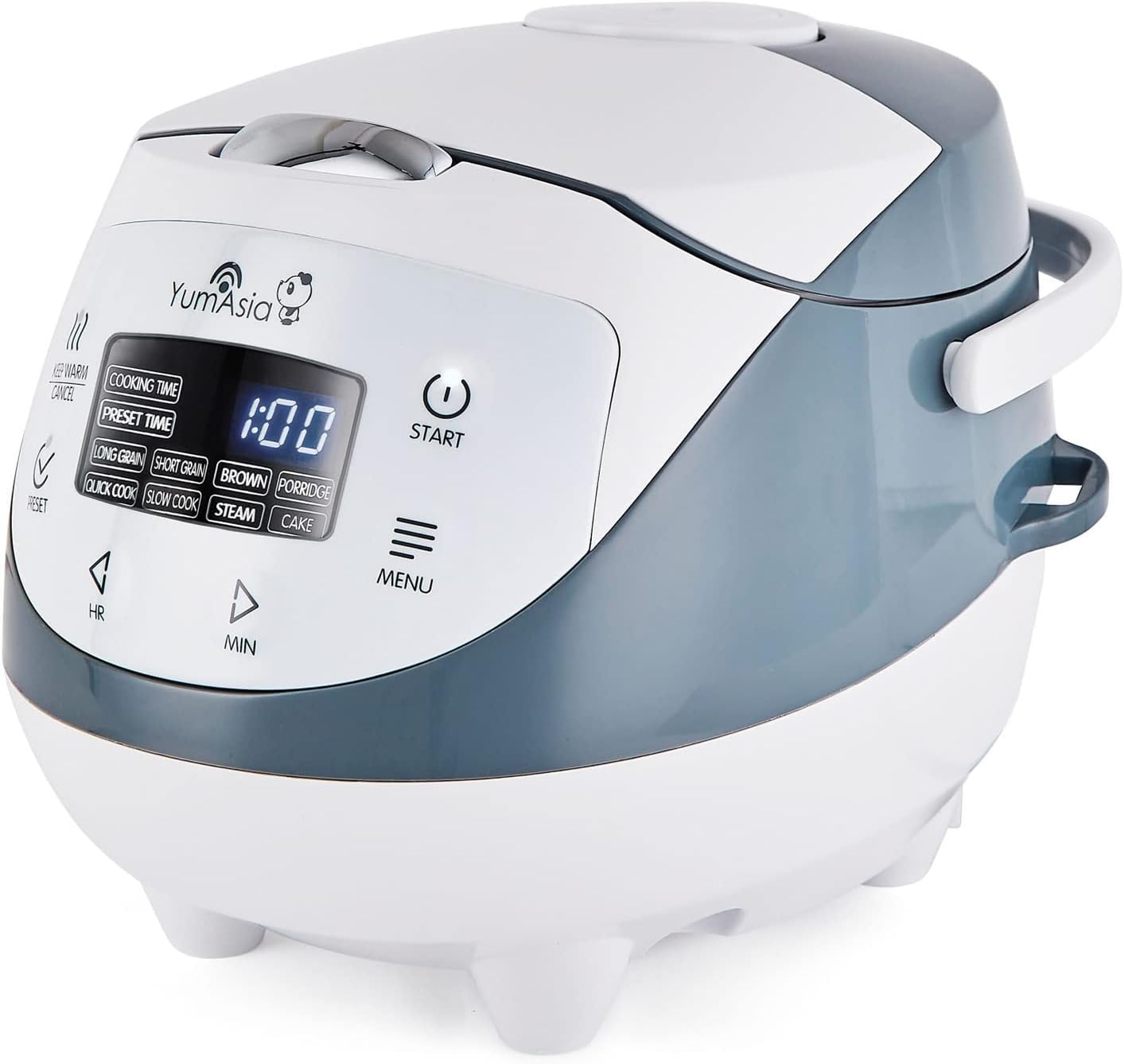 Yum Asia Panda Mini Rice Cooker With Ninja Ceramic Bowl and Advanced Fuzzy Logic (3.5 cup, 0.63 litre) 4 Rice Cooking Functions, 4 Multicooker functions, LED display, 220 - 240V (Cobalt Grey) - Amazing Gadgets Outlet