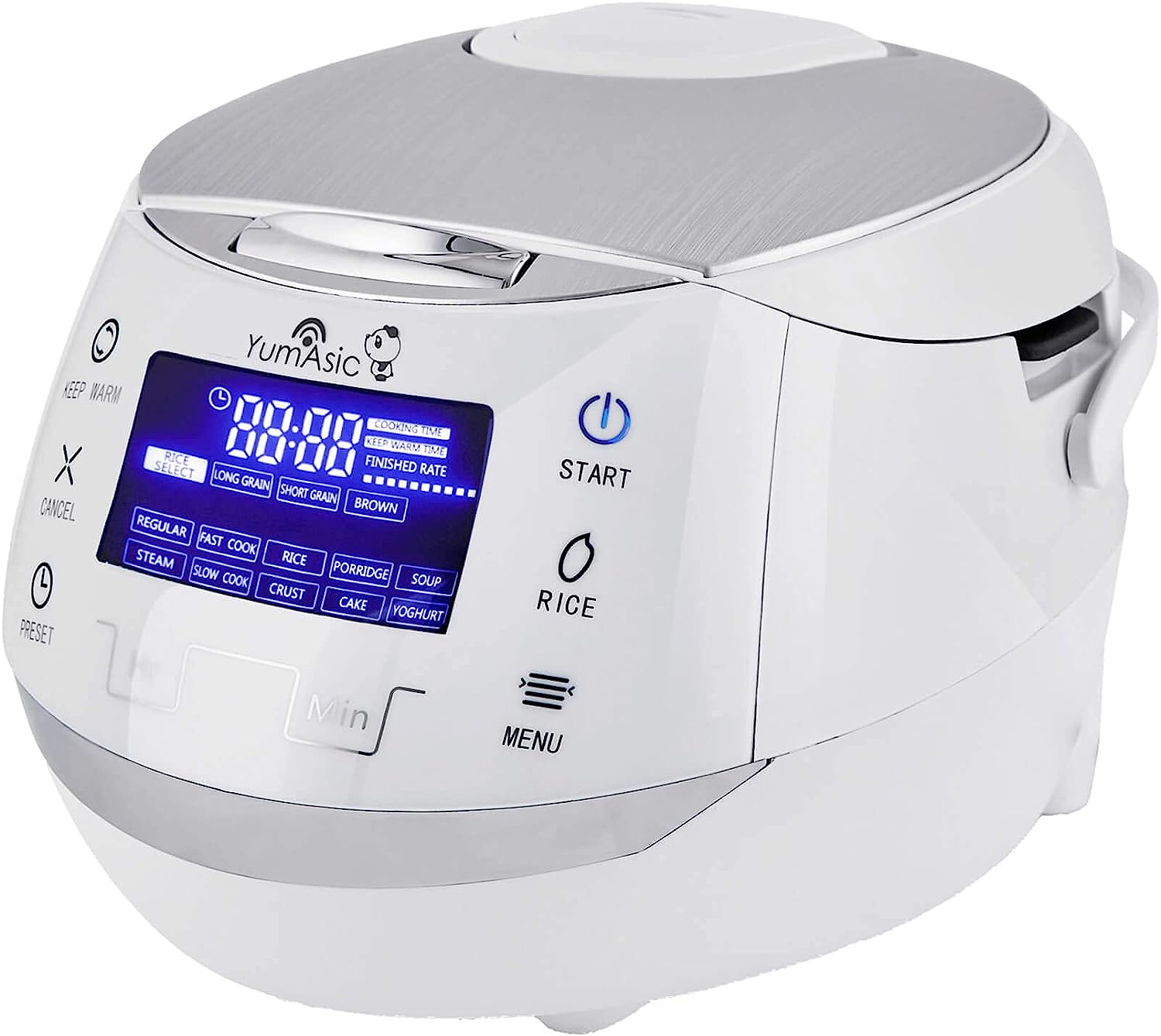 Yum Asia Sakura Rice Cooker with Ceramic Bowl and Advanced Fuzzy Logic (8 Cup, 1.5 Litre) 6 Rice Cook Functions, 6 Multicook Functions, Motouch LED Display, 220 - 240V UK/EU Power (Black and Silver) - Amazing Gadgets Outlet