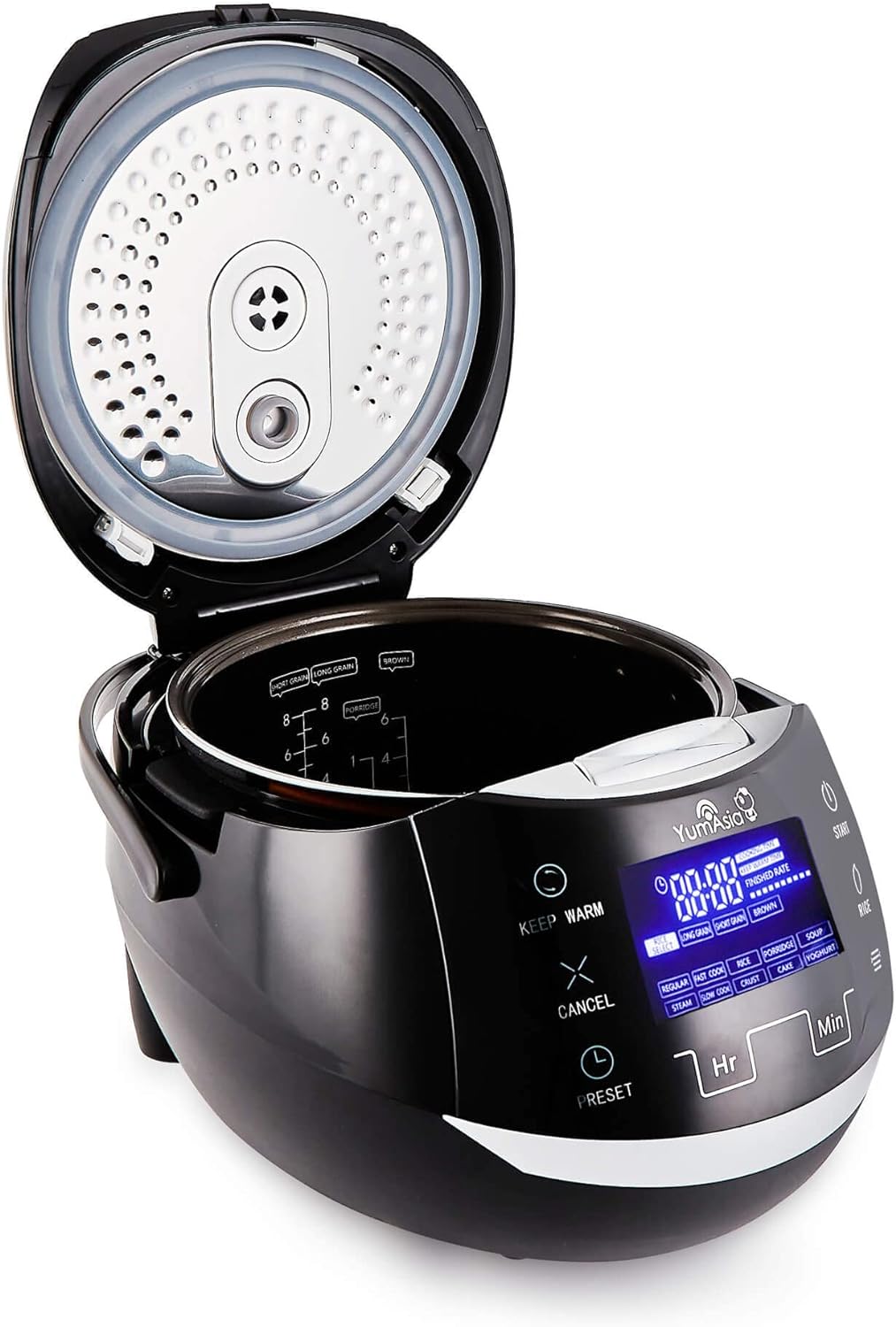 Yum Asia Sakura Rice Cooker with Ceramic Bowl and Advanced Fuzzy Logic (8 Cup, 1.5 Litre) 6 Rice Cook Functions, 6 Multicook Functions, Motouch LED Display, 220 - 240V UK/EU Power (Black and Silver) - Amazing Gadgets Outlet