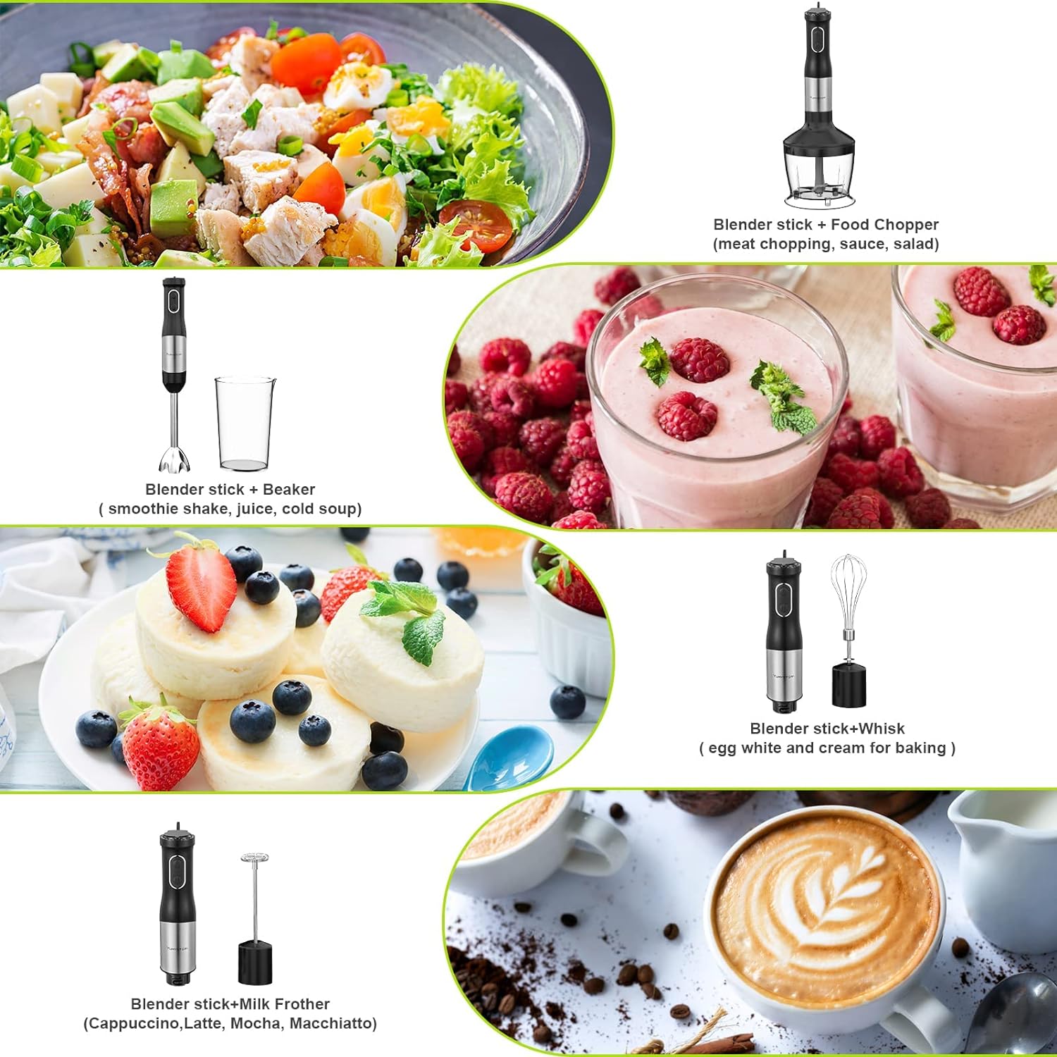 Yumystori Stainless Steel Hand blender Set,7 in 1 Stick Blender 800W,20 Speed Immersion Blender with Ice Crush,Beaker,Chopper,Whisk,Frother,Blenders for Kitchen,Baby Food,Soup,Smoothie,Food Processor - Amazing Gadgets Outlet