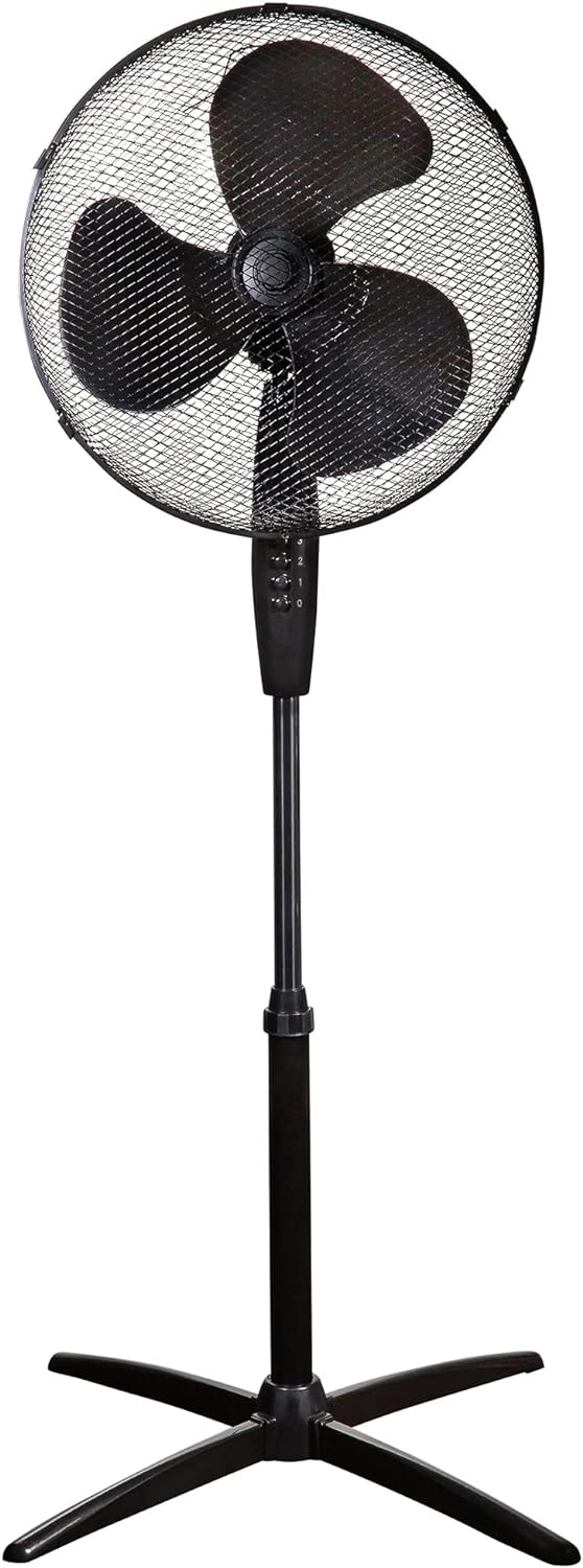 Zanussi 16" Inch, Lightweight, Pedestal Fan, 3 Speeds, Wide - Angled Oscillation, Powerful Airflow, Adjustable Height, Black - ZNPPF1621B - Amazing Gadgets Outlet