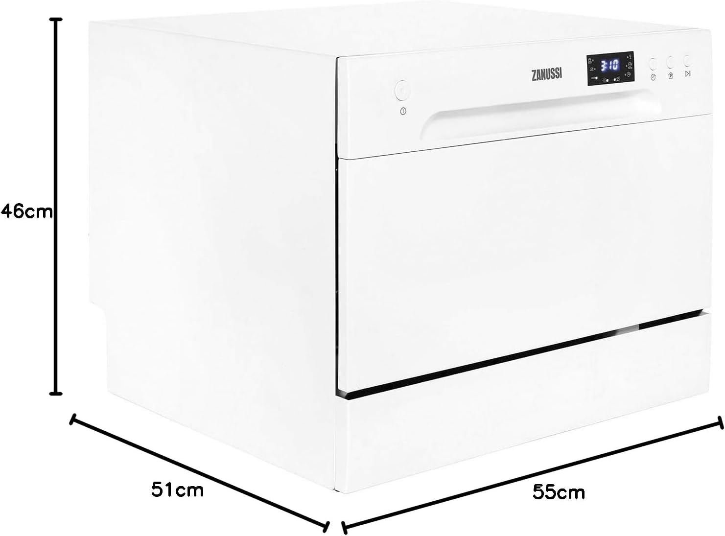 Zanussi ZDM17301WA Freestanding Counter Top Dishwasher, Compact Dishwasher, 55 cm Width, 6 Place Settings, 6 Programmes, Residual Drying, 52dB, White [Energy Class F] - Amazing Gadgets Outlet