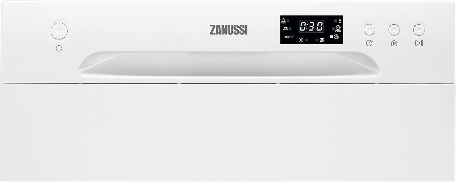 Zanussi ZDM17301WA Freestanding Counter Top Dishwasher, Compact Dishwasher, 55 cm Width, 6 Place Settings, 6 Programmes, Residual Drying, 52dB, White [Energy Class F] - Amazing Gadgets Outlet