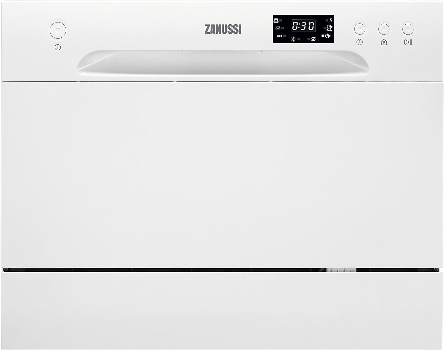 Zanussi ZDM17301WA Freestanding Counter Top Dishwasher, Compact Dishwasher, 55 cm Width, 6 Place Settings, 6 Programmes, Residual Drying, 52dB, White [Energy Class F] - Amazing Gadgets Outlet