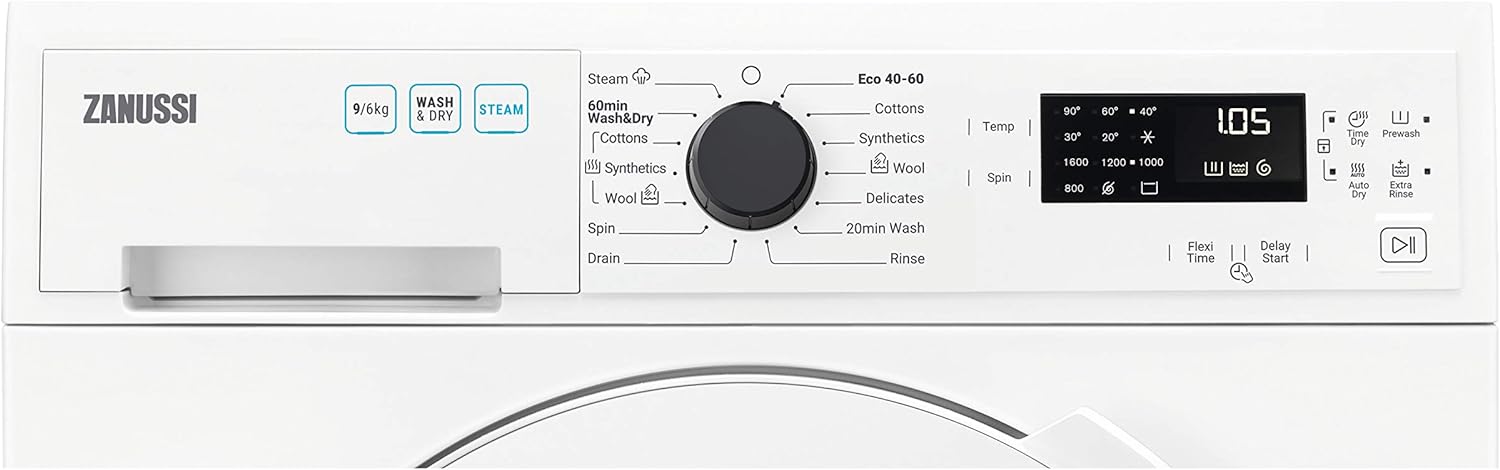 Zanussi ZWF942E3PW Washing Machine, 9kg load, 1400rpm Spin, AutoAdjust Function, Eco - Cycles Saves Energy, CleanBoost Steam Care, Quick Wash, White - Amazing Gadgets Outlet