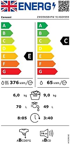 Zanussi ZWF942E3PW Washing Machine, 9kg load, 1400rpm Spin, AutoAdjust Function, Eco - Cycles Saves Energy, CleanBoost Steam Care, Quick Wash, White - Amazing Gadgets Outlet