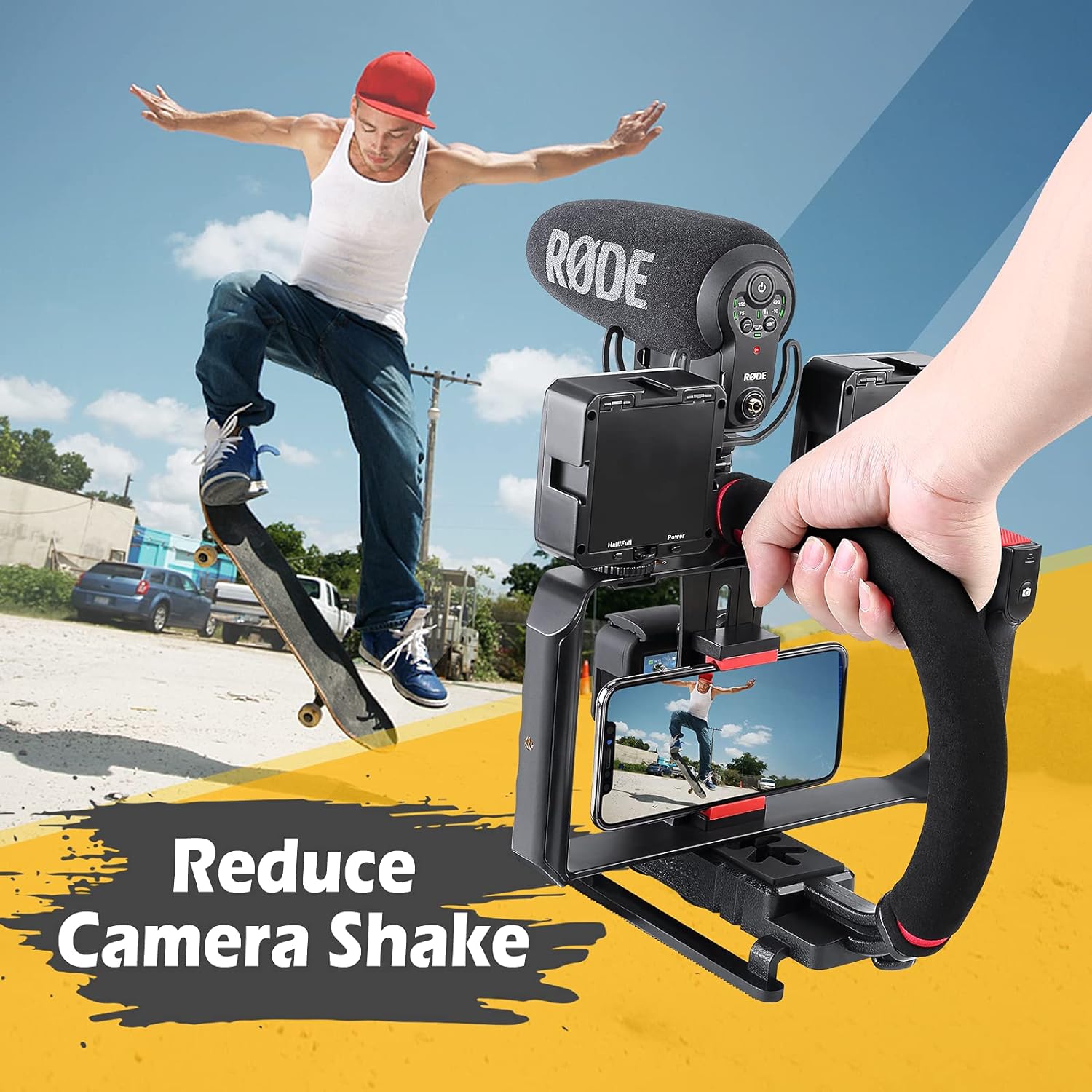 Zeadio Video Action Handheld Stabilizer with Smartphone Video Rig for all Camera Action camera Camcorder and all Smartphones - Amazing Gadgets Outlet