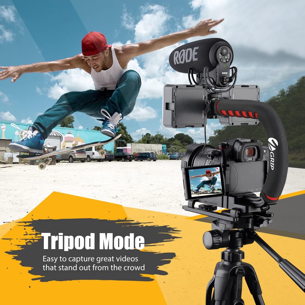 Zeadio Video Action Stabilizing Handle Grip Handheld Stabilizer with Hot - Shoe Mount for Canon Nikon Sony Panasonic Pentax Olympus DSLR Camera Camcorder - Amazing Gadgets Outlet