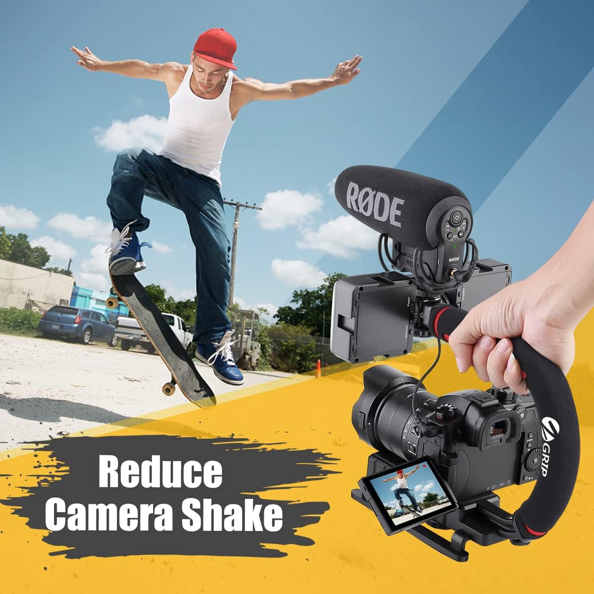 Zeadio Video Action Stabilizing Handle Grip Handheld Stabilizer with Hot - Shoe Mount for Canon Nikon Sony Panasonic Pentax Olympus DSLR Camera Camcorder - Amazing Gadgets Outlet