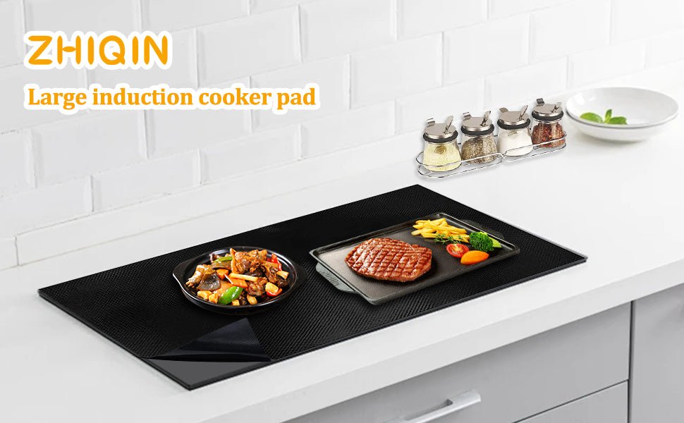 ZHIQIN Induction Hob Protector Mat 52x90cm Multifunctional Silicone Induction Hob Cover Black Nonskid Kitchen Mat Cooktop Scratch Protector for Kitchen for Induction Stove - Amazing Gadgets Outlet