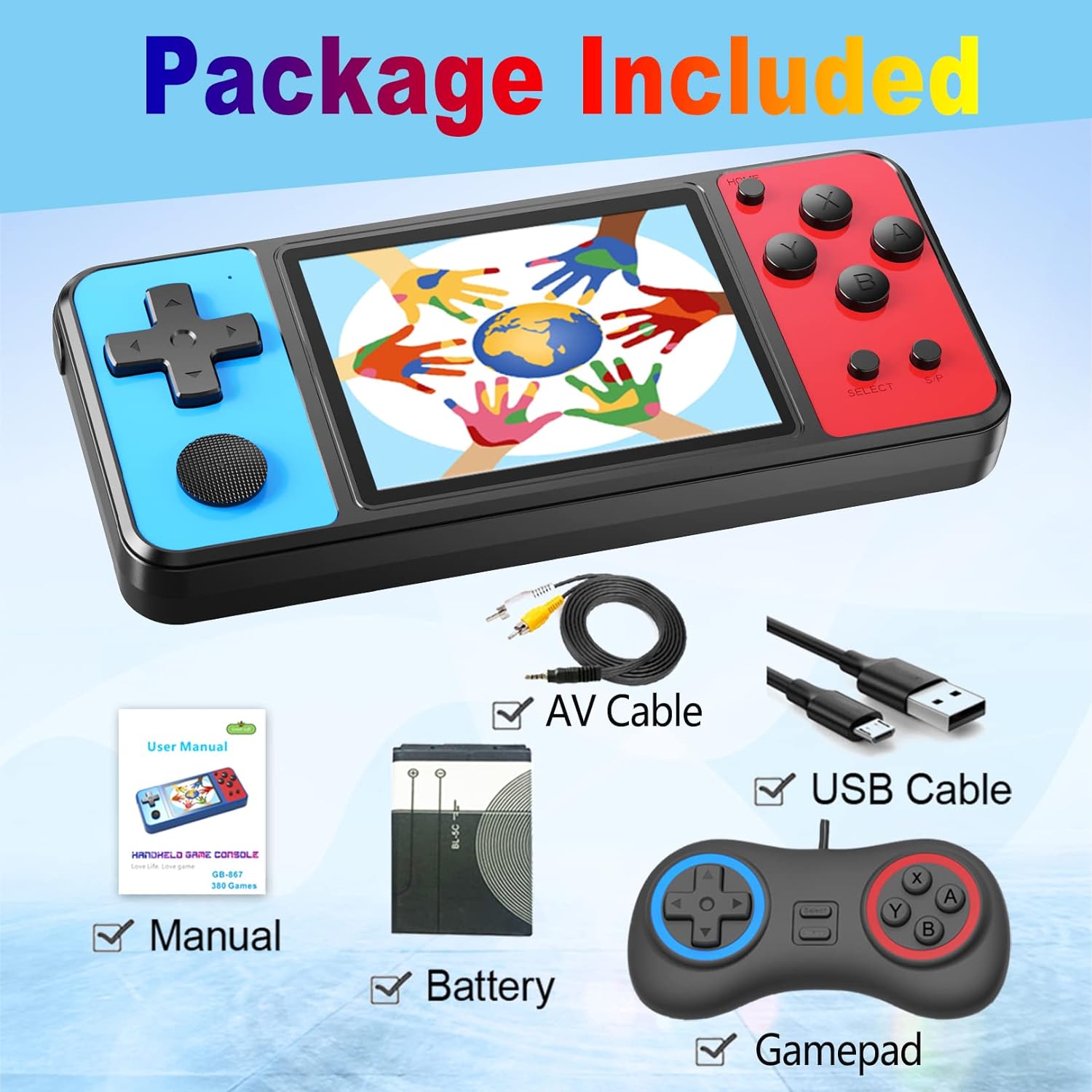 ZHISHAN Handheld Game Console for Kids with 3.0" Screen Handheld Gamepad & AV Output Built in 270 Classic Retro Video Games Portable Gaming Player Toy for Children Birthday (Black) - Amazing Gadgets Outlet