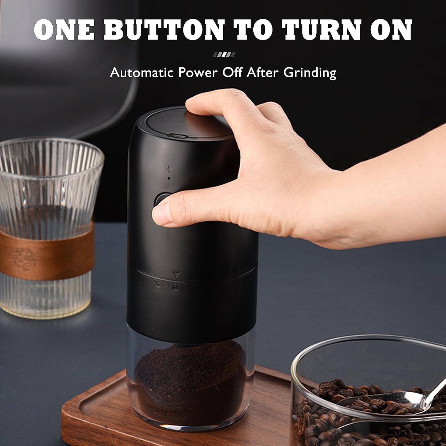 ZiaWorld Electric Portable Coffee Grinder, Compact Burr Automatic Coffee Bean Grinder, Coarseness Adjustment. USB Rechargeable, Multi Grind, Simple Operation, Includes USB - C Charger, Brush - Amazing Gadgets Outlet